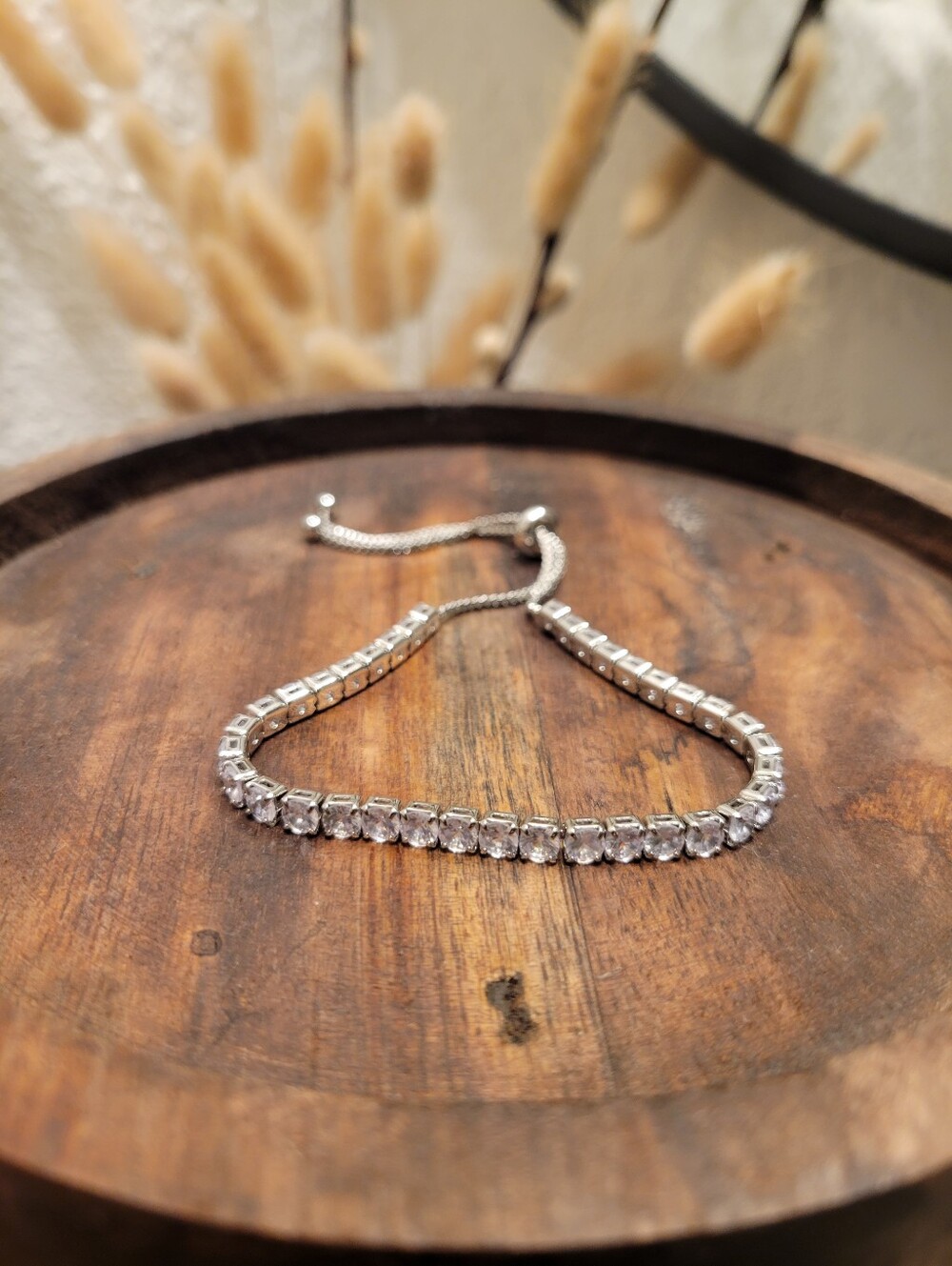 Silver Swarovski Crystal Adjustable Tennis Bracelet